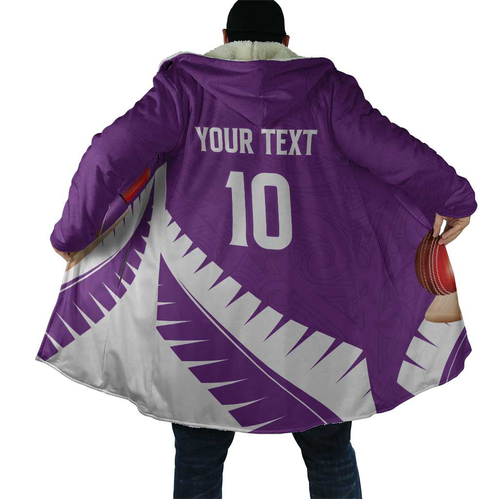 Custom New Zealand Cricket Cloak Kiwi Birds Haka Dance Purple Fern Sporty Style