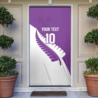 Custom New Zealand Cricket Door Cover Kiwi Birds Haka Dance Purple Fern Sporty Style