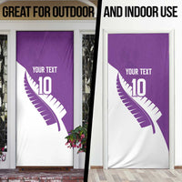 Custom New Zealand Cricket Door Cover Kiwi Birds Haka Dance Purple Fern Sporty Style