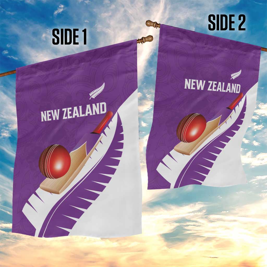 New Zealand Cricket Garden Flag Kiwi Birds Haka Dance Purple Fern Sporty Style