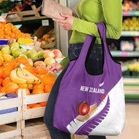 New Zealand Cricket Grocery Bag Kiwi Birds Haka Dance Purple Fern Sporty Style
