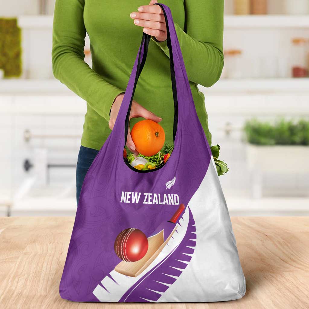 New Zealand Cricket Grocery Bag Kiwi Birds Haka Dance Purple Fern Sporty Style