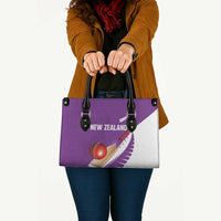 New Zealand Cricket Leather Bag Kiwi Birds Haka Dance Purple Fern Sporty Style