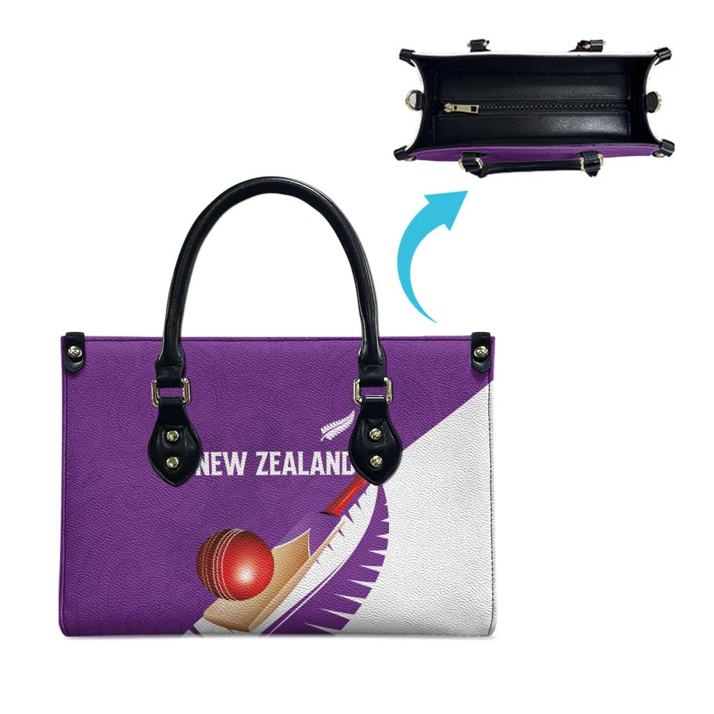 New Zealand Cricket Leather Bag Kiwi Birds Haka Dance Purple Fern Sporty Style