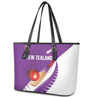 New Zealand Cricket Leather Tote Bag Kiwi Birds Haka Dance Purple Fern Sporty Style