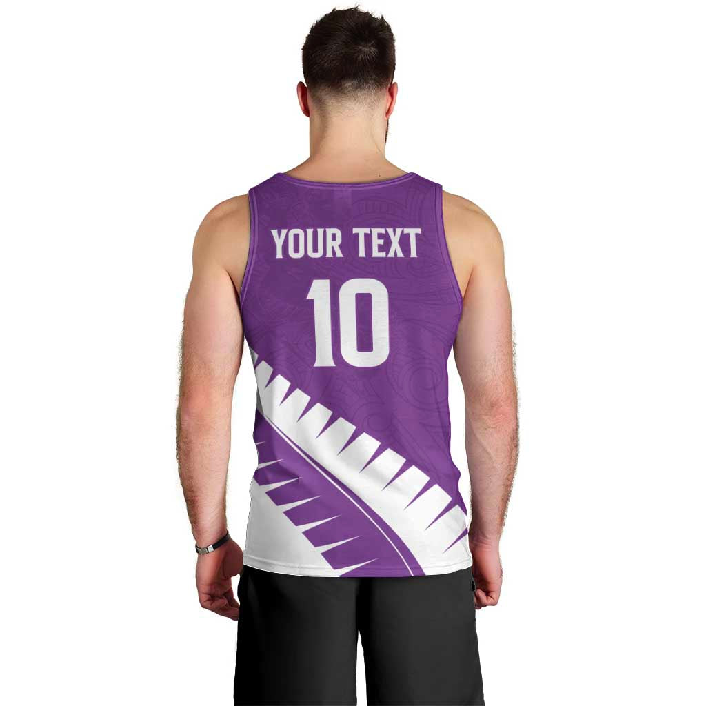 Custom New Zealand Cricket Men Tank Top Kiwi Birds Haka Dance Purple Fern Sporty Style