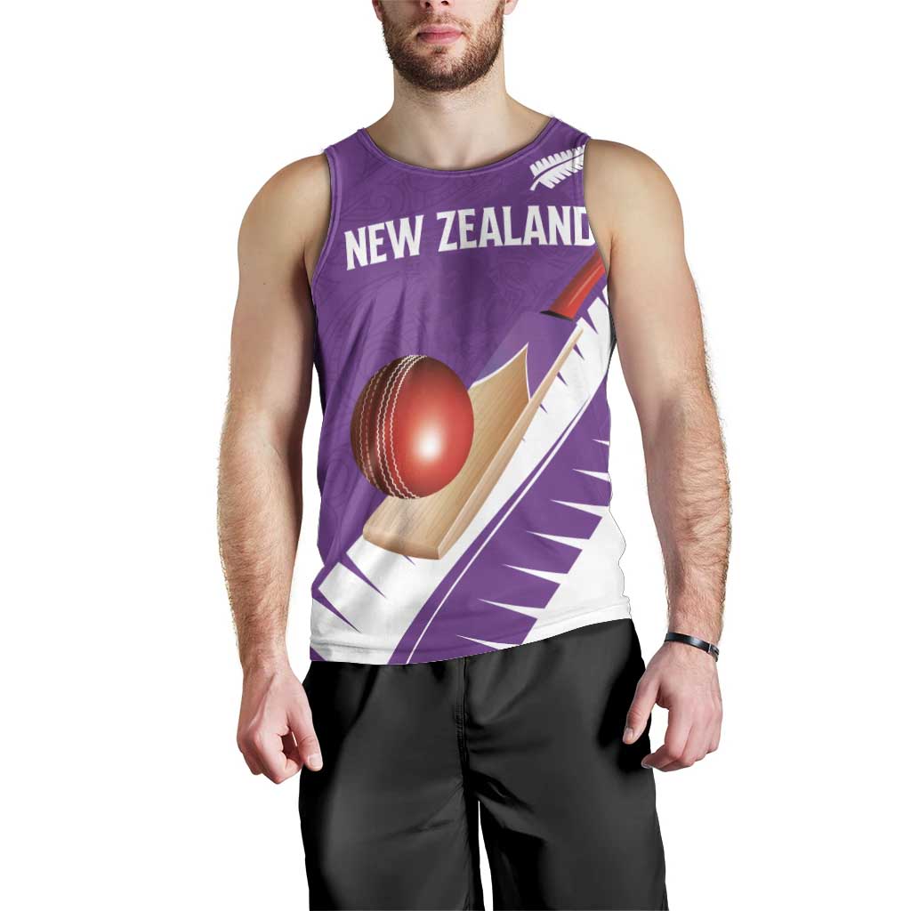 Custom New Zealand Cricket Men Tank Top Kiwi Birds Haka Dance Purple Fern Sporty Style
