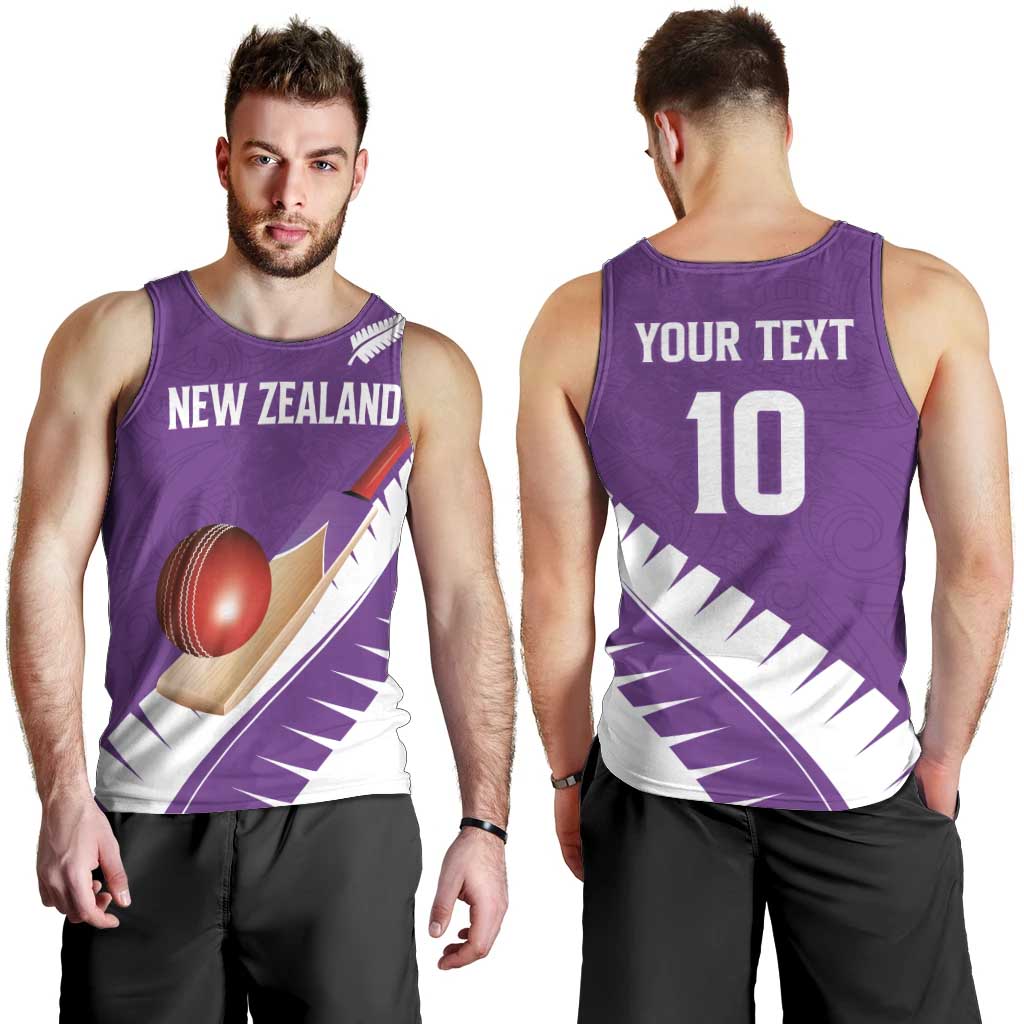Custom New Zealand Cricket Men Tank Top Kiwi Birds Haka Dance Purple Fern Sporty Style