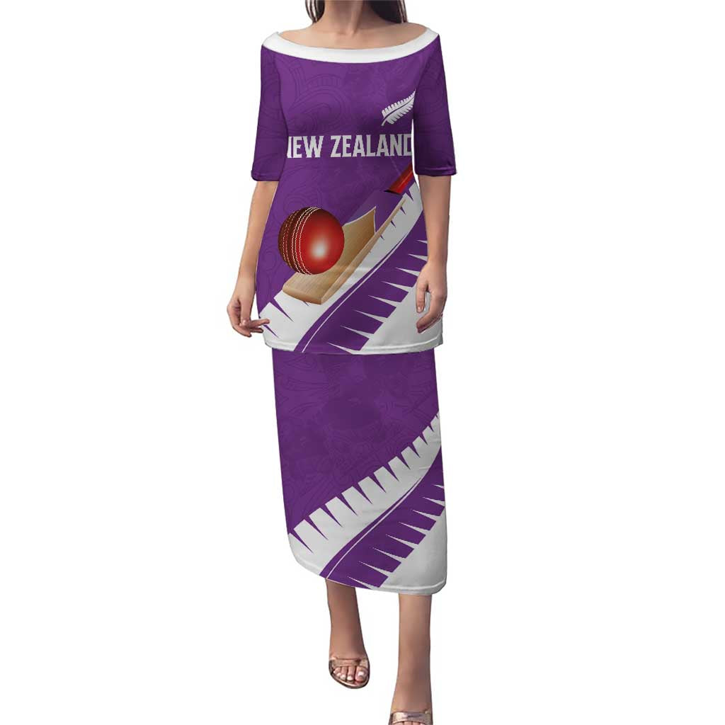 Custom New Zealand Cricket Puletasi Kiwi Birds Haka Dance Purple Fern Sporty Style