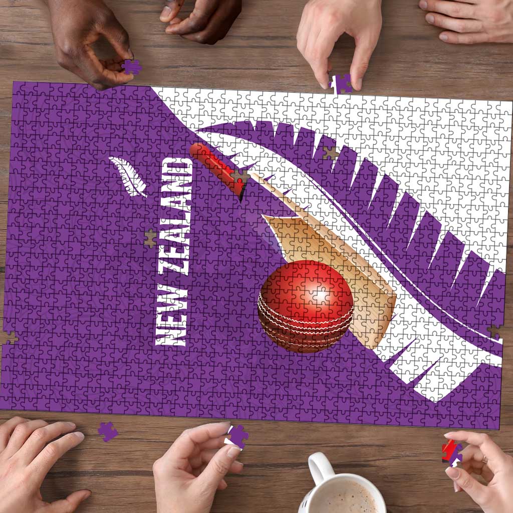 New Zealand Cricket Puzzle Kiwi Birds Haka Dance Purple Fern Sporty Style