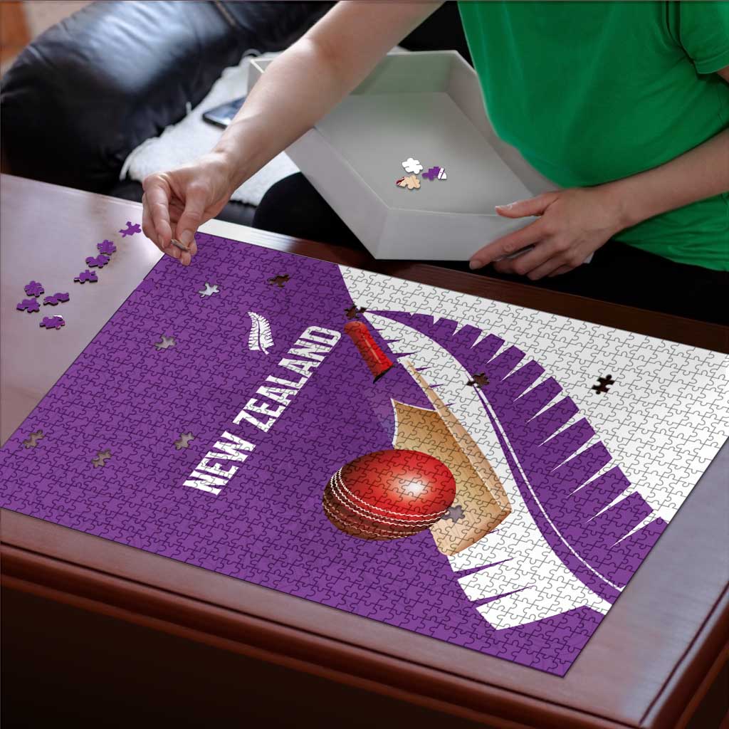 New Zealand Cricket Puzzle Kiwi Birds Haka Dance Purple Fern Sporty Style