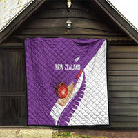 New Zealand Cricket Quilt Kiwi Birds Haka Dance Purple Fern Sporty Style