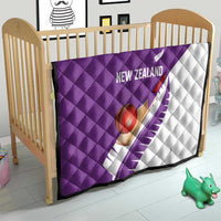 New Zealand Cricket Quilt Kiwi Birds Haka Dance Purple Fern Sporty Style