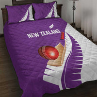 New Zealand Cricket Quilt Bed Set Kiwi Birds Haka Dance Purple Fern Sporty Style