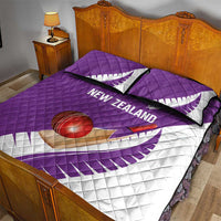 New Zealand Cricket Quilt Bed Set Kiwi Birds Haka Dance Purple Fern Sporty Style