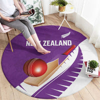 New Zealand Cricket Round Carpet Kiwi Birds Haka Dance Purple Fern Sporty Style