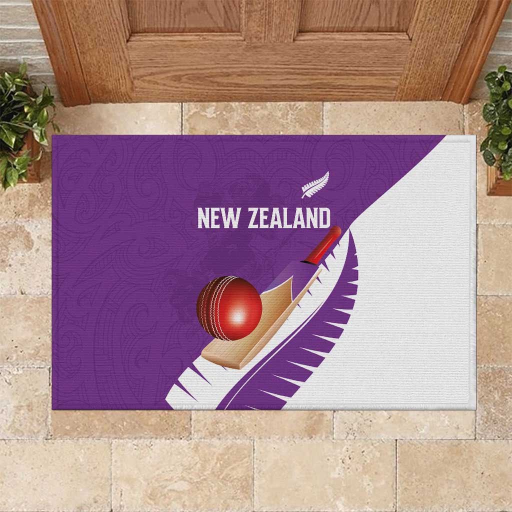 New Zealand Cricket Rubber Doormat Kiwi Birds Haka Dance Purple Fern Sporty Style