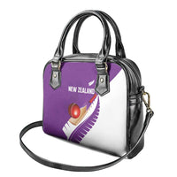 New Zealand Cricket Shoulder Handbag Kiwi Birds Haka Dance Purple Fern Sporty Style