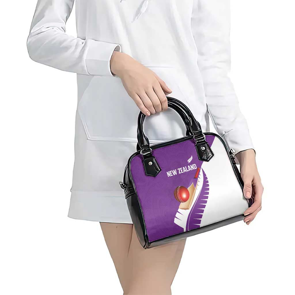 New Zealand Cricket Shoulder Handbag Kiwi Birds Haka Dance Purple Fern Sporty Style