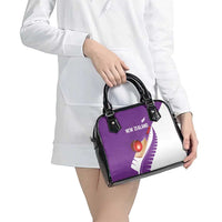 New Zealand Cricket Shoulder Handbag Kiwi Birds Haka Dance Purple Fern Sporty Style
