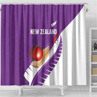 New Zealand Cricket Shower Curtain Kiwi Birds Haka Dance Purple Fern Sporty Style