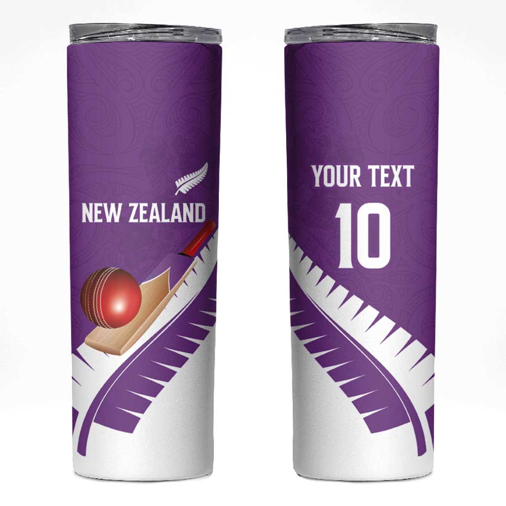Custom New Zealand Cricket Skinny Tumbler Kiwi Birds Haka Dance Purple Fern Sporty Style