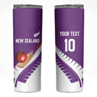 Custom New Zealand Cricket Skinny Tumbler Kiwi Birds Haka Dance Purple Fern Sporty Style