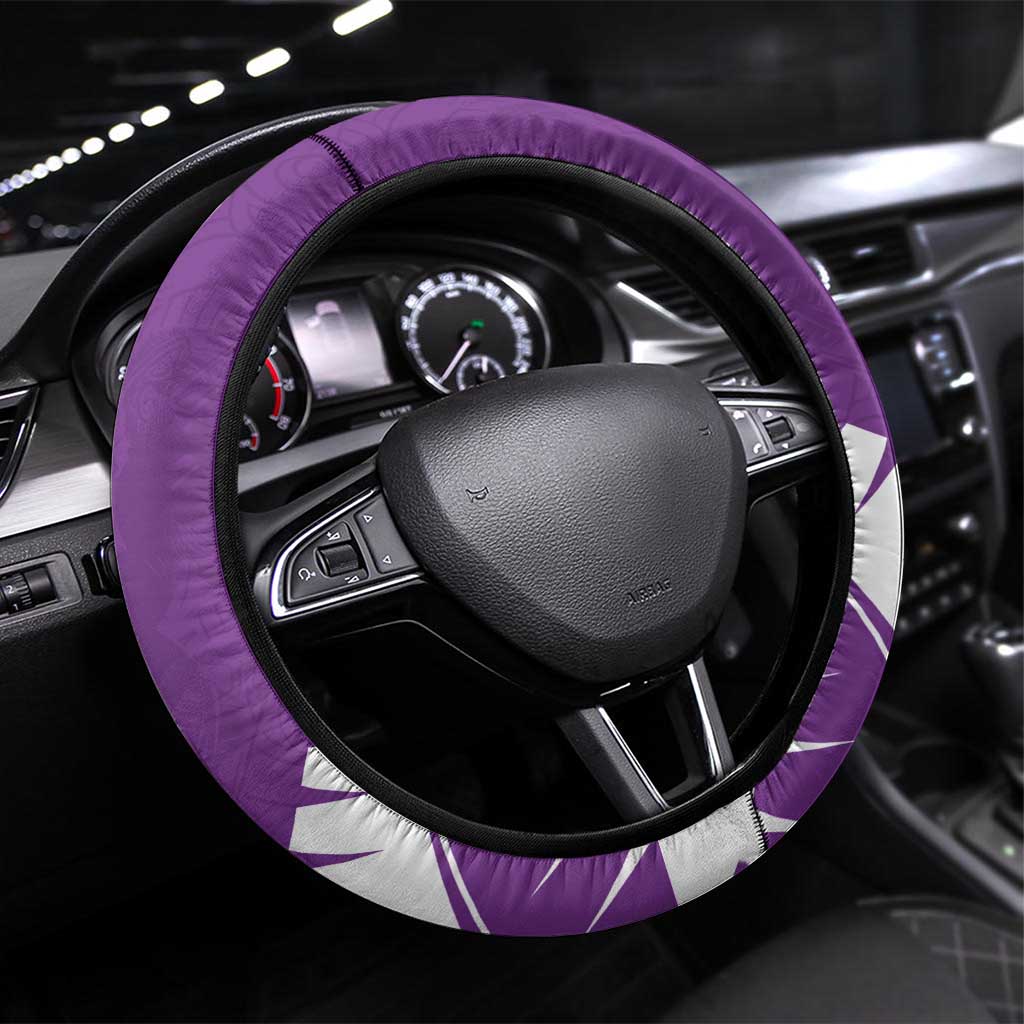 New Zealand Cricket Steering Wheel Cover Kiwi Birds Haka Dance Purple Fern Sporty Style