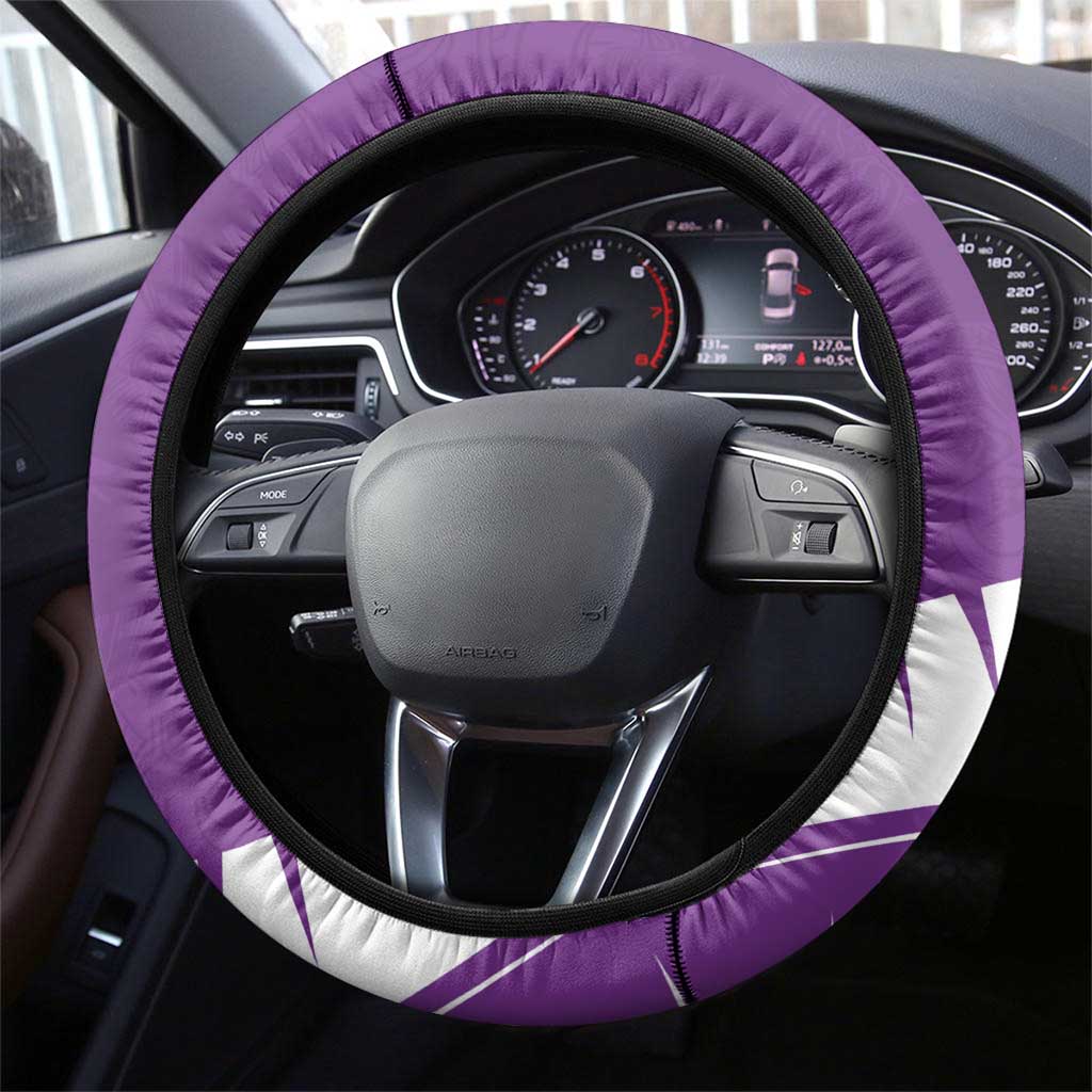 New Zealand Cricket Steering Wheel Cover Kiwi Birds Haka Dance Purple Fern Sporty Style