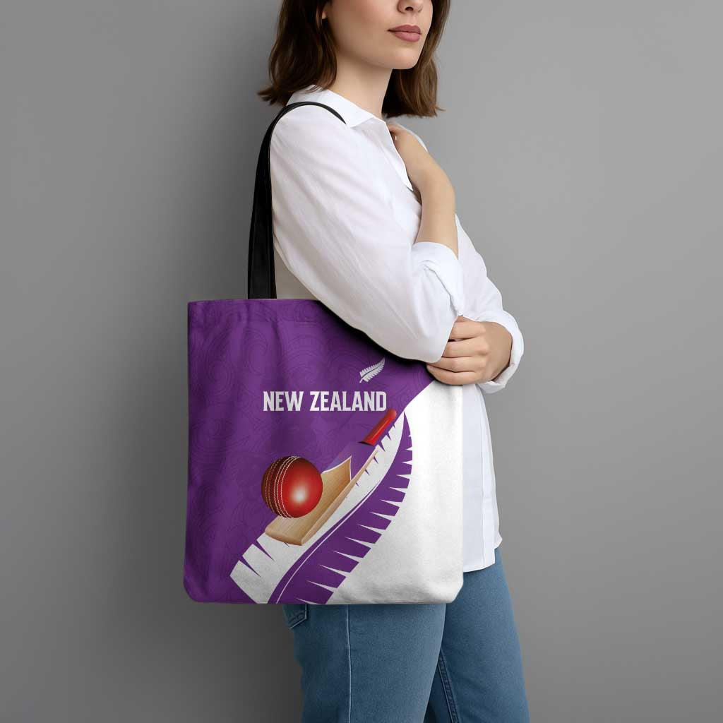 New Zealand Cricket Tote Bag Kiwi Birds Haka Dance Purple Fern Sporty Style