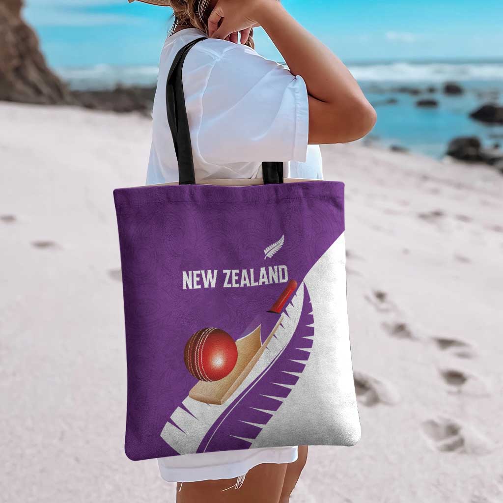 New Zealand Cricket Tote Bag Kiwi Birds Haka Dance Purple Fern Sporty Style
