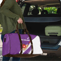 New Zealand Cricket Travel Bag Kiwi Birds Haka Dance Purple Fern Sporty Style