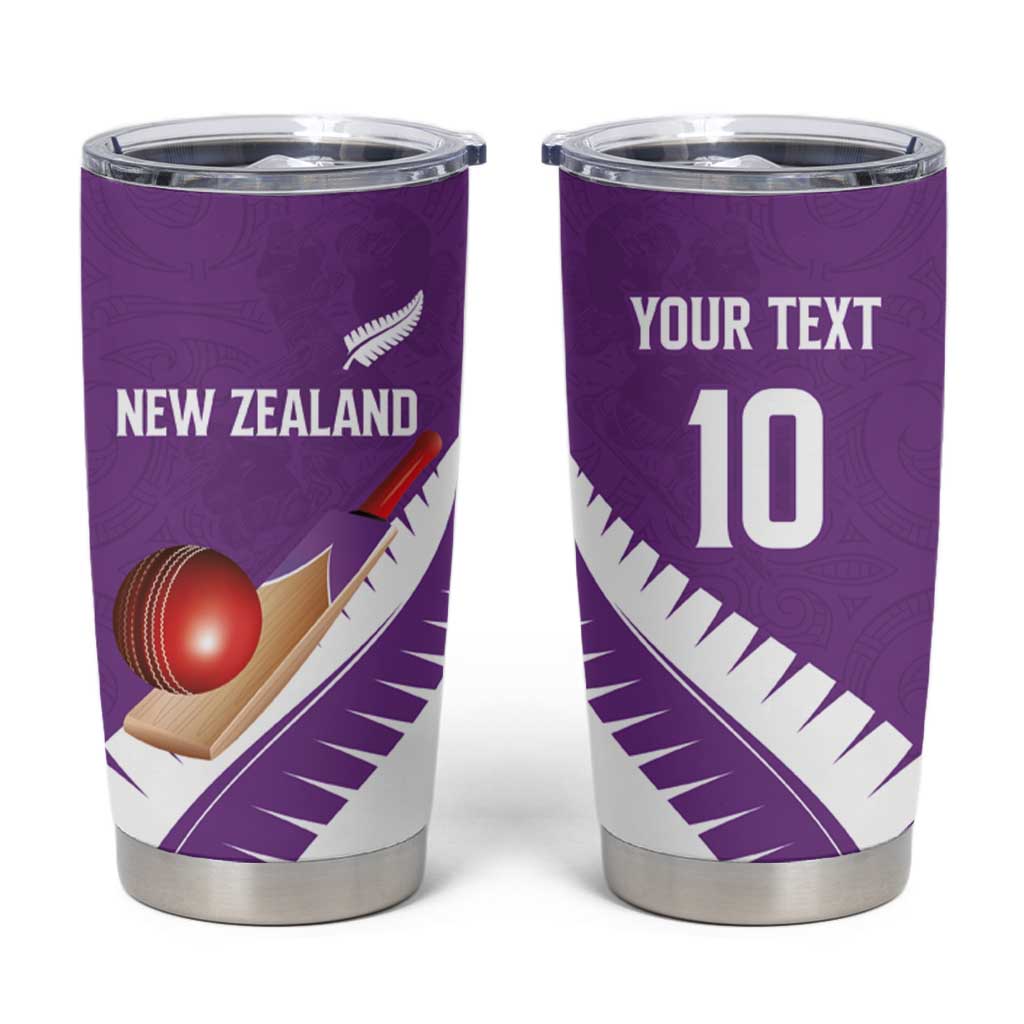 Custom New Zealand Cricket Tumbler Cup Kiwi Birds Haka Dance Purple Fern Sporty Style
