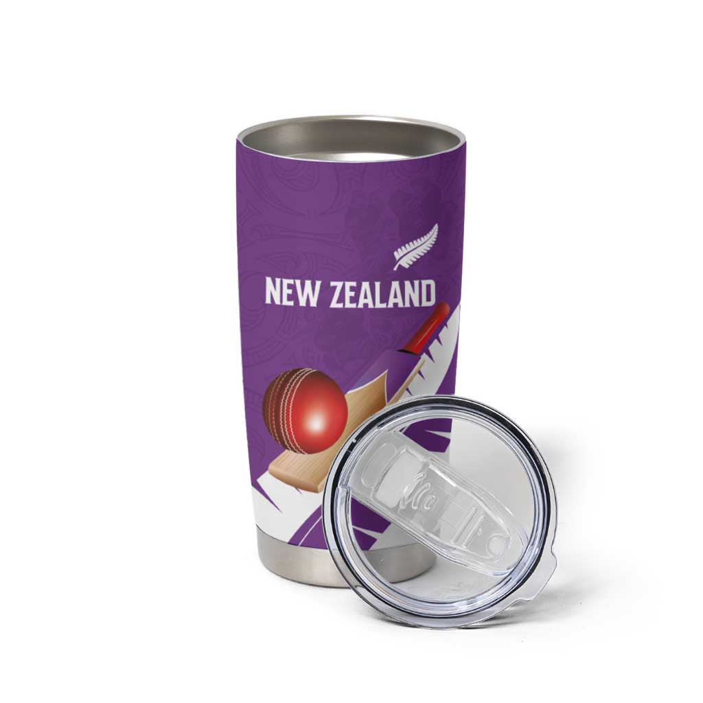 Custom New Zealand Cricket Tumbler Cup Kiwi Birds Haka Dance Purple Fern Sporty Style