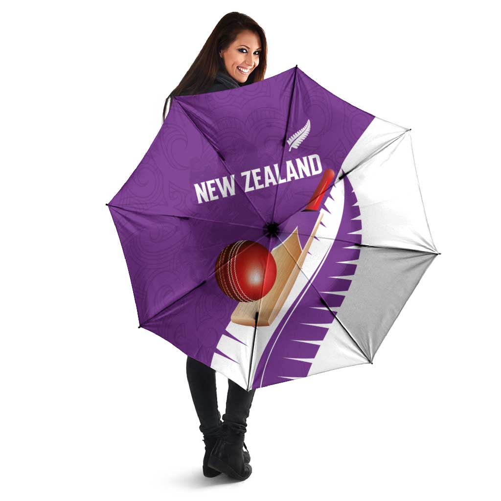 New Zealand Cricket Umbrella Kiwi Birds Haka Dance Purple Fern Sporty Style