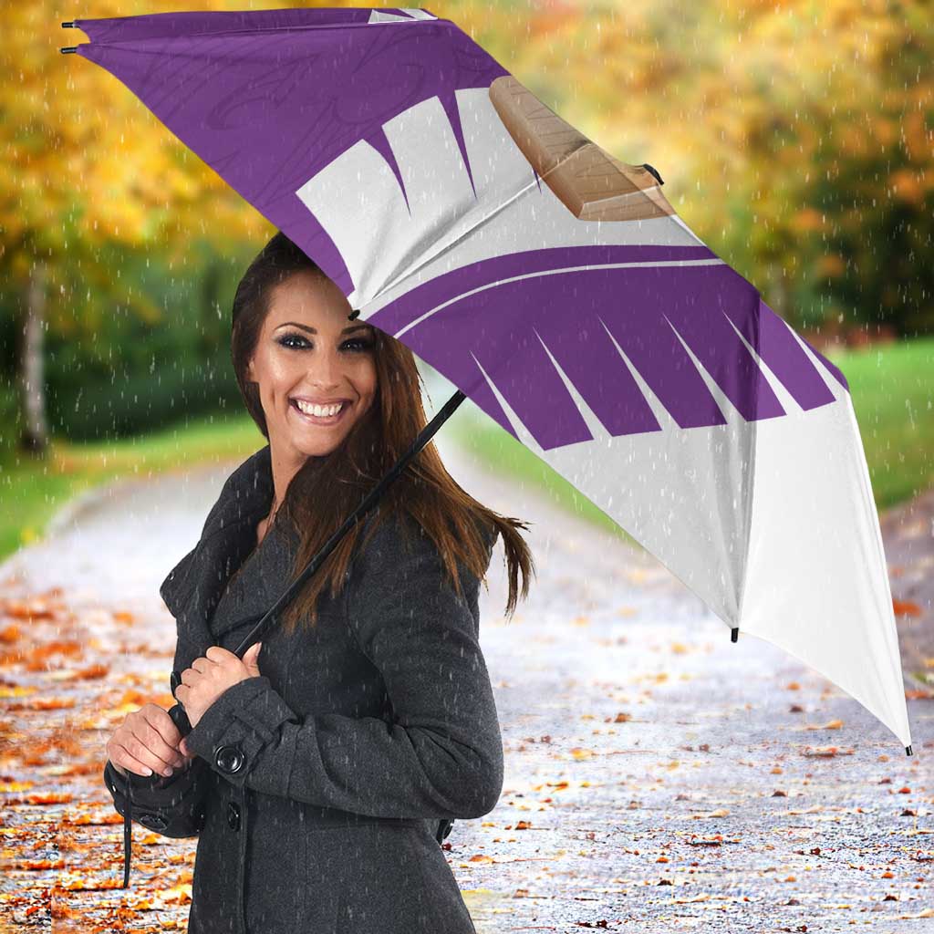 New Zealand Cricket Umbrella Kiwi Birds Haka Dance Purple Fern Sporty Style