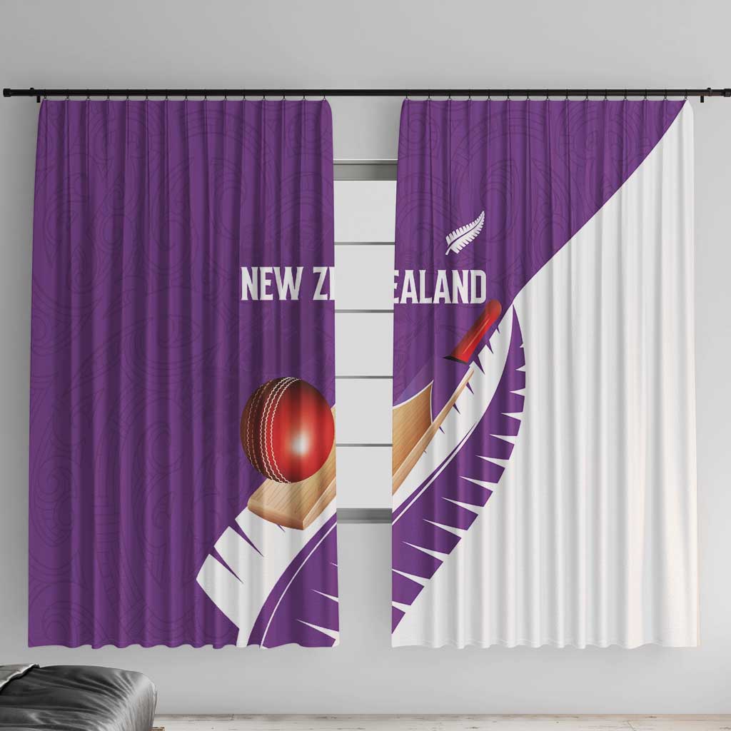 New Zealand Cricket Window Curtain Kiwi Birds Haka Dance Purple Fern Sporty Style