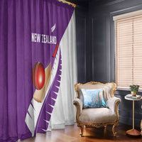 New Zealand Cricket Window Curtain Kiwi Birds Haka Dance Purple Fern Sporty Style