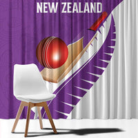 New Zealand Cricket Window Curtain Kiwi Birds Haka Dance Purple Fern Sporty Style