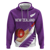 Custom New Zealand Cricket Zip Hoodie Kiwi Birds Haka Dance Purple Fern Sporty Style