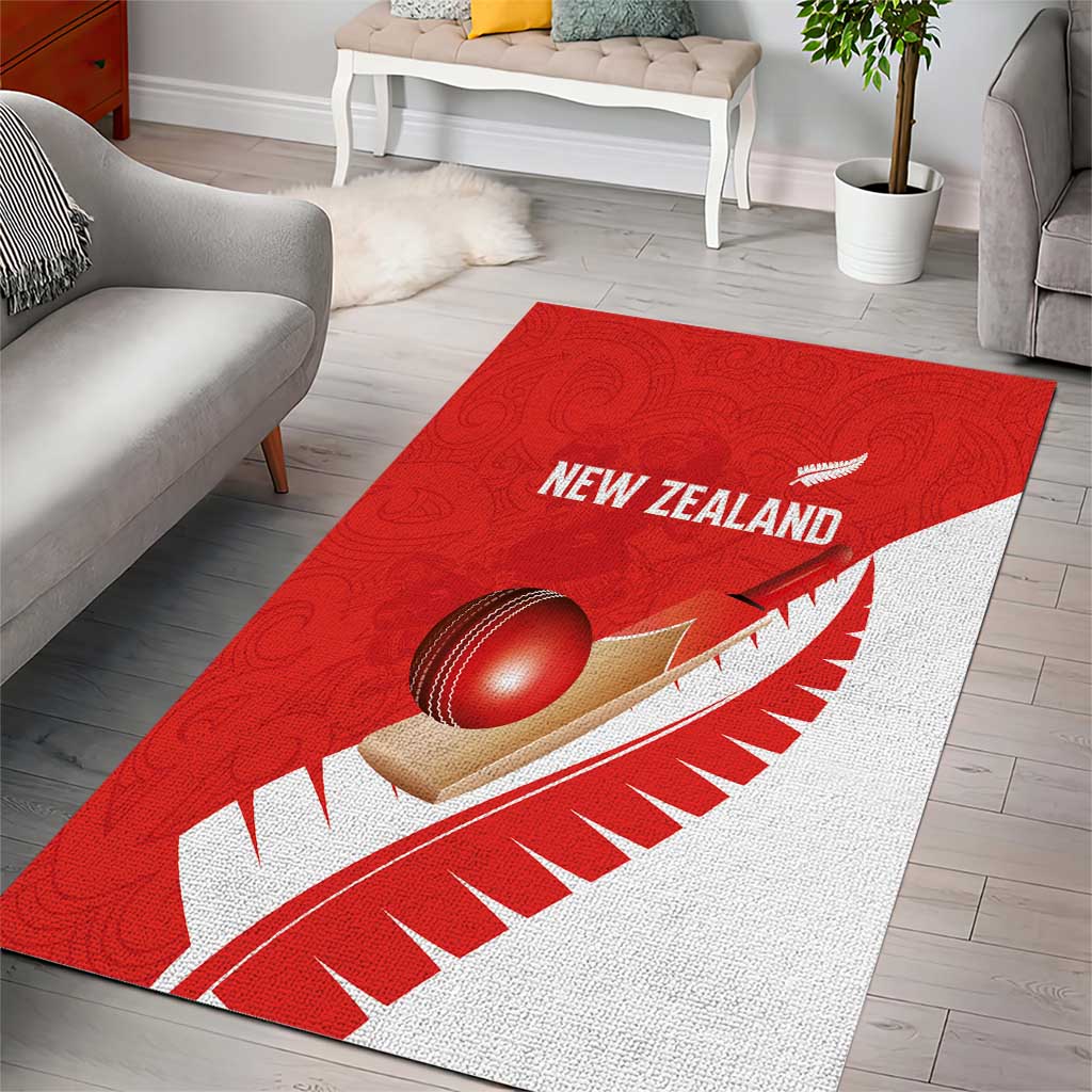 New Zealand Cricket Area Rug Kiwi Birds Haka Dance Red Fern Sporty Style
