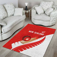 New Zealand Cricket Area Rug Kiwi Birds Haka Dance Red Fern Sporty Style