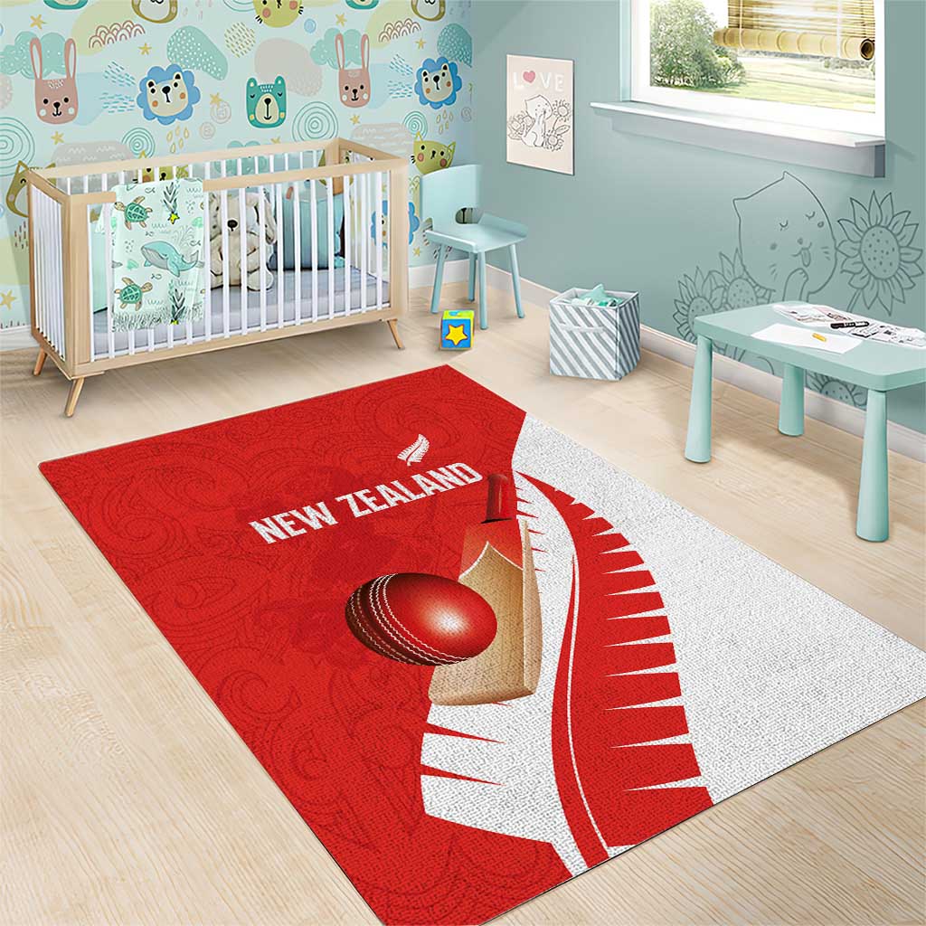 New Zealand Cricket Area Rug Kiwi Birds Haka Dance Red Fern Sporty Style