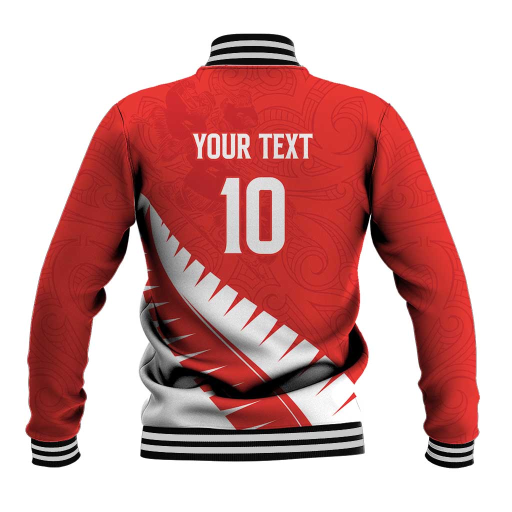 Custom New Zealand Cricket Baseball Jacket Kiwi Birds Haka Dance Red Fern Sporty Style