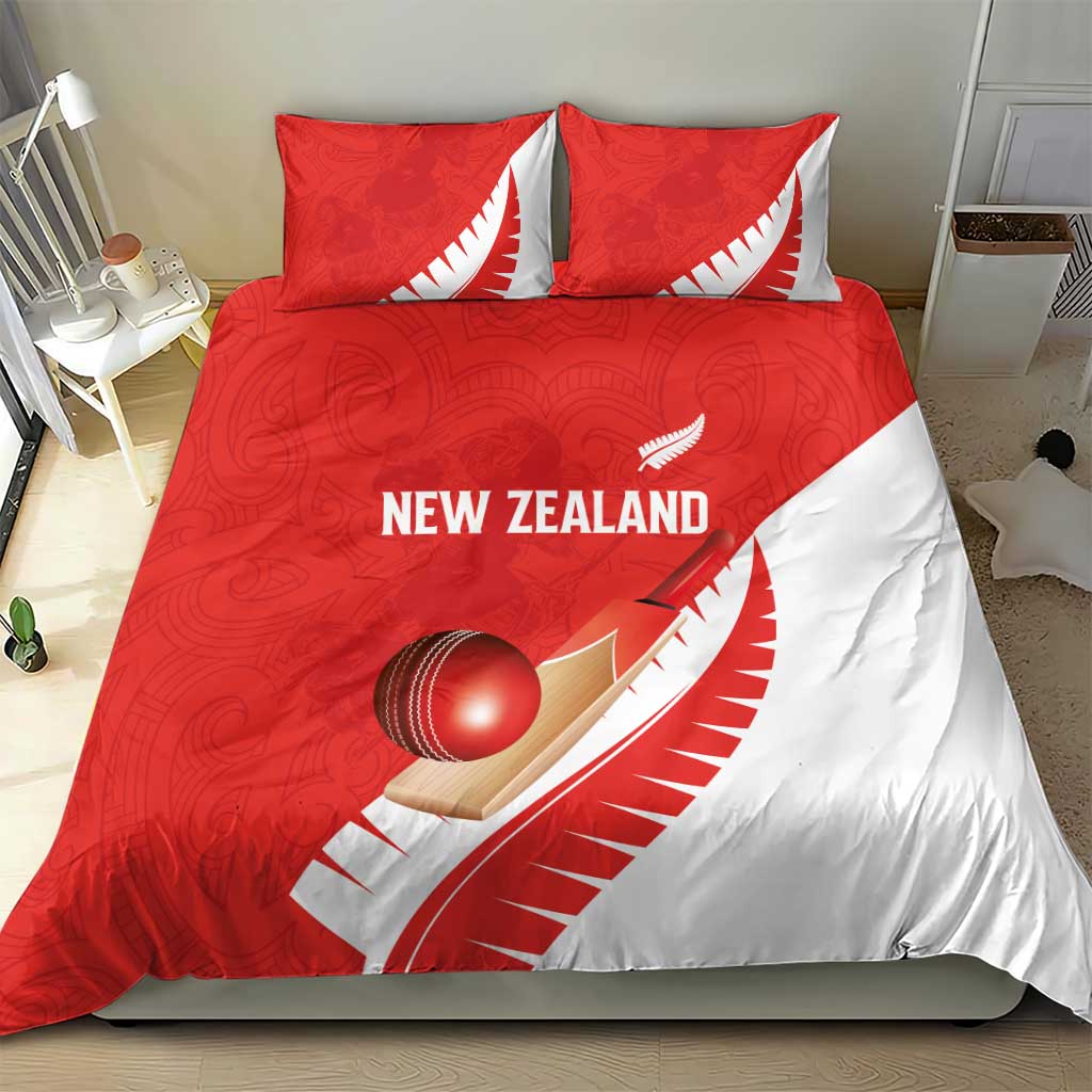 New Zealand Cricket Bedding Set Kiwi Birds Haka Dance Red Fern Sporty Style