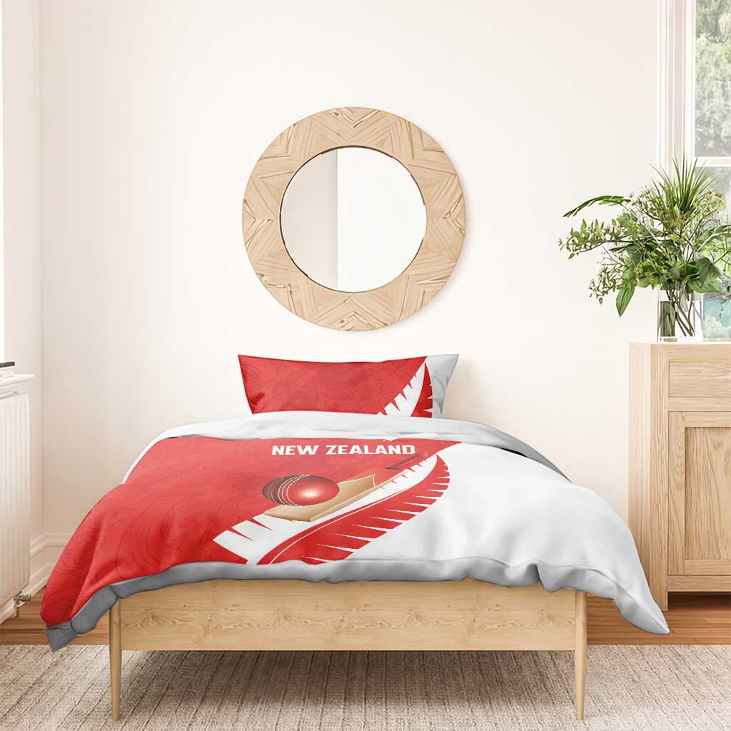 New Zealand Cricket Bedding Set Kiwi Birds Haka Dance Red Fern Sporty Style