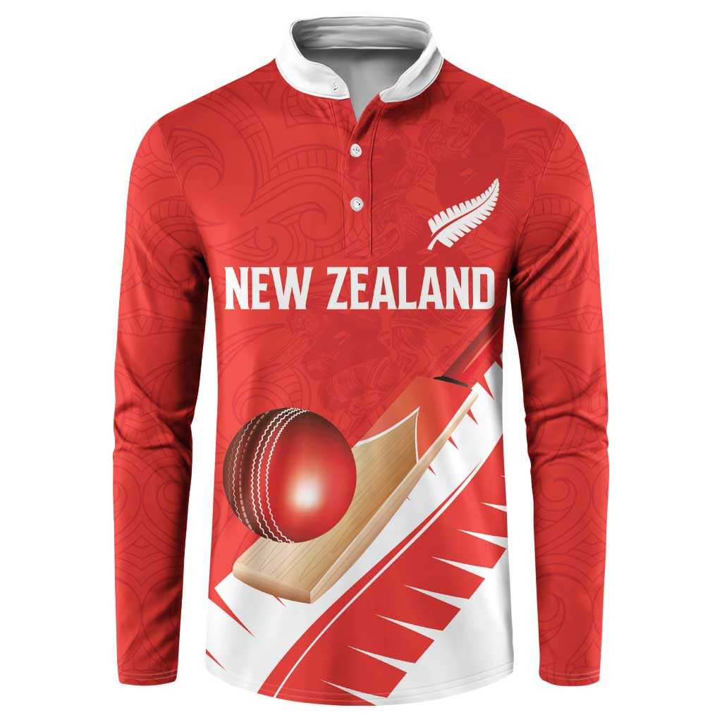 Custom New Zealand Cricket Button Sweatshirt Kiwi Birds Haka Dance Red Fern Sporty Style