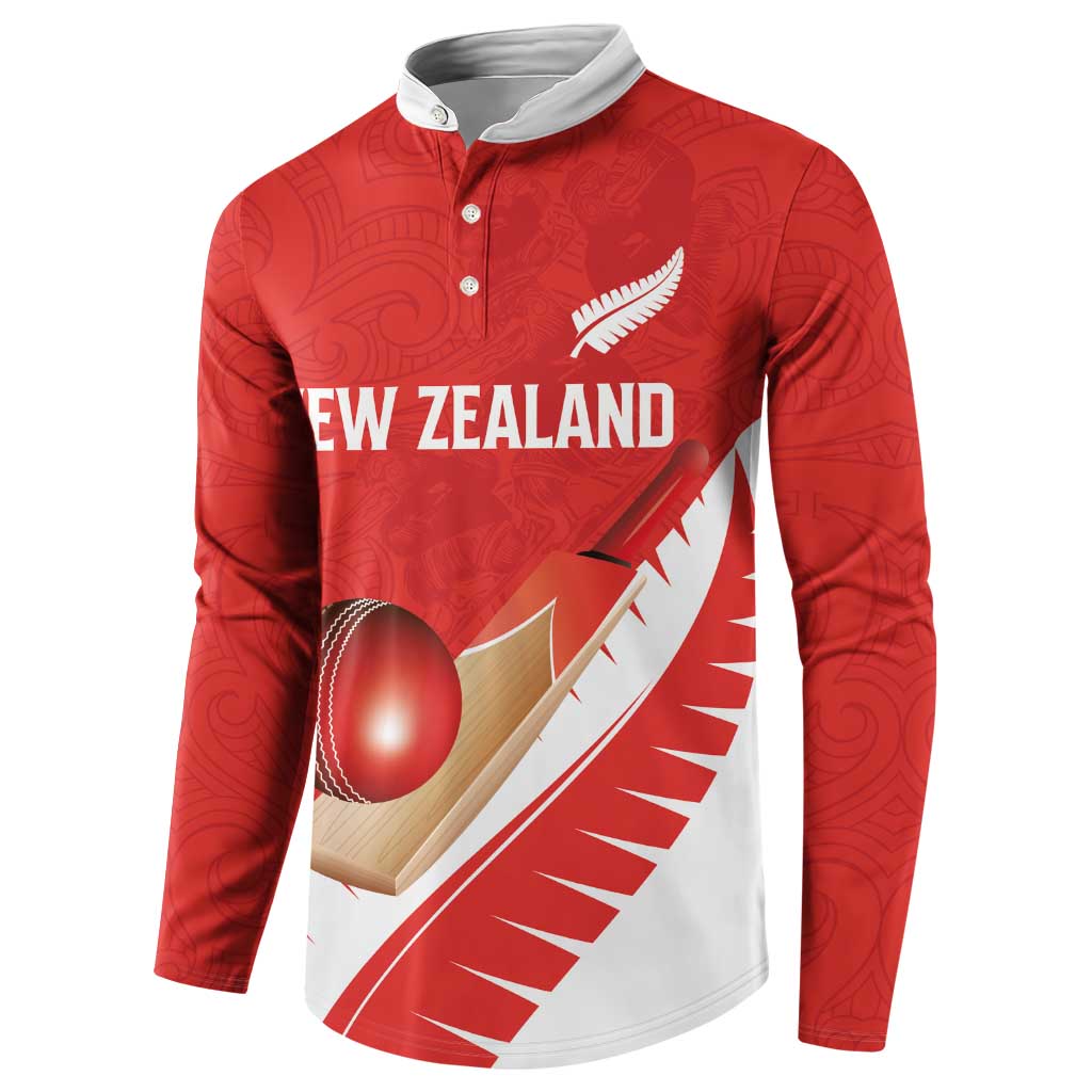 Custom New Zealand Cricket Button Sweatshirt Kiwi Birds Haka Dance Red Fern Sporty Style
