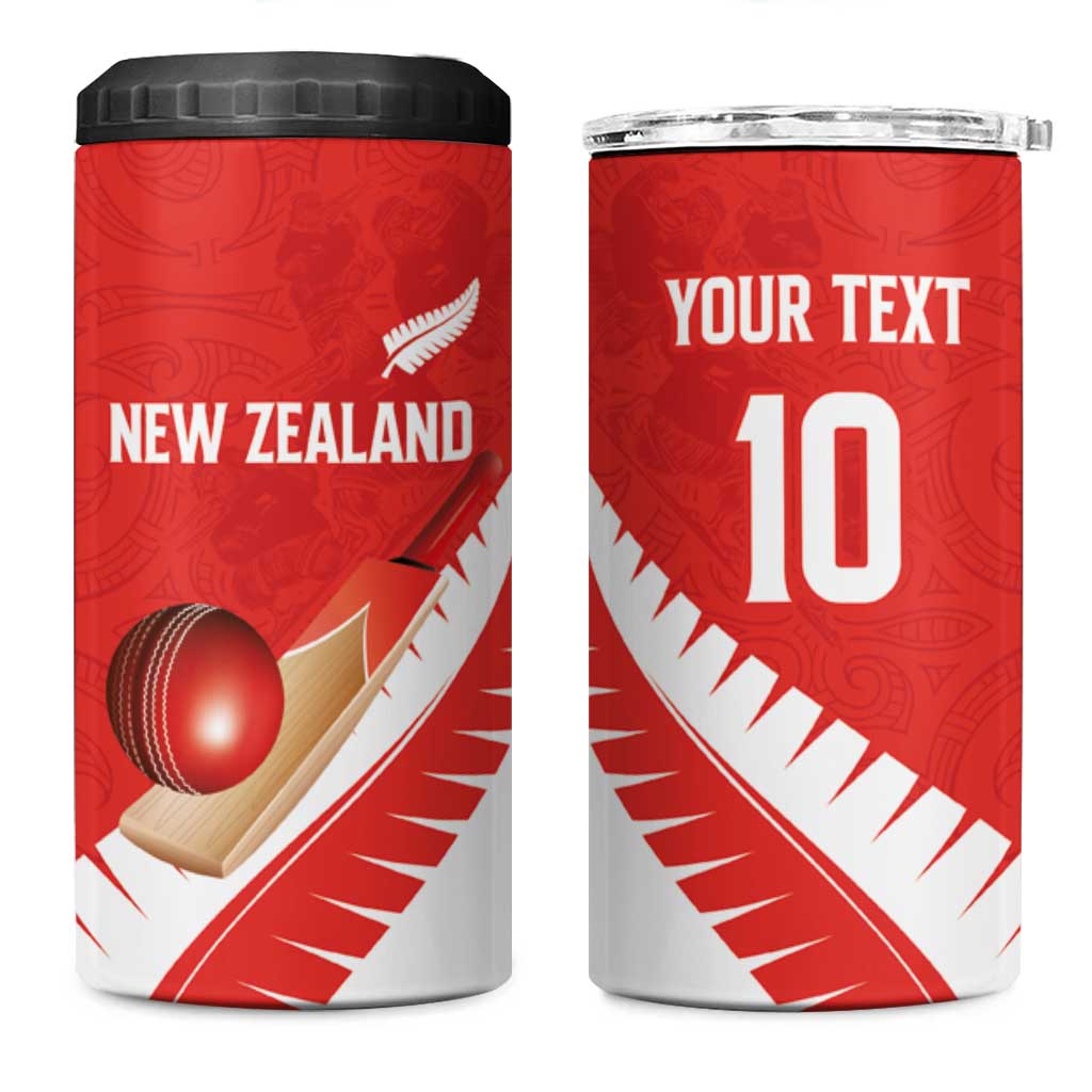 Custom New Zealand Cricket 4 in 1 Can Cooler Tumbler Kiwi Birds Haka Dance Red Fern Sporty Style