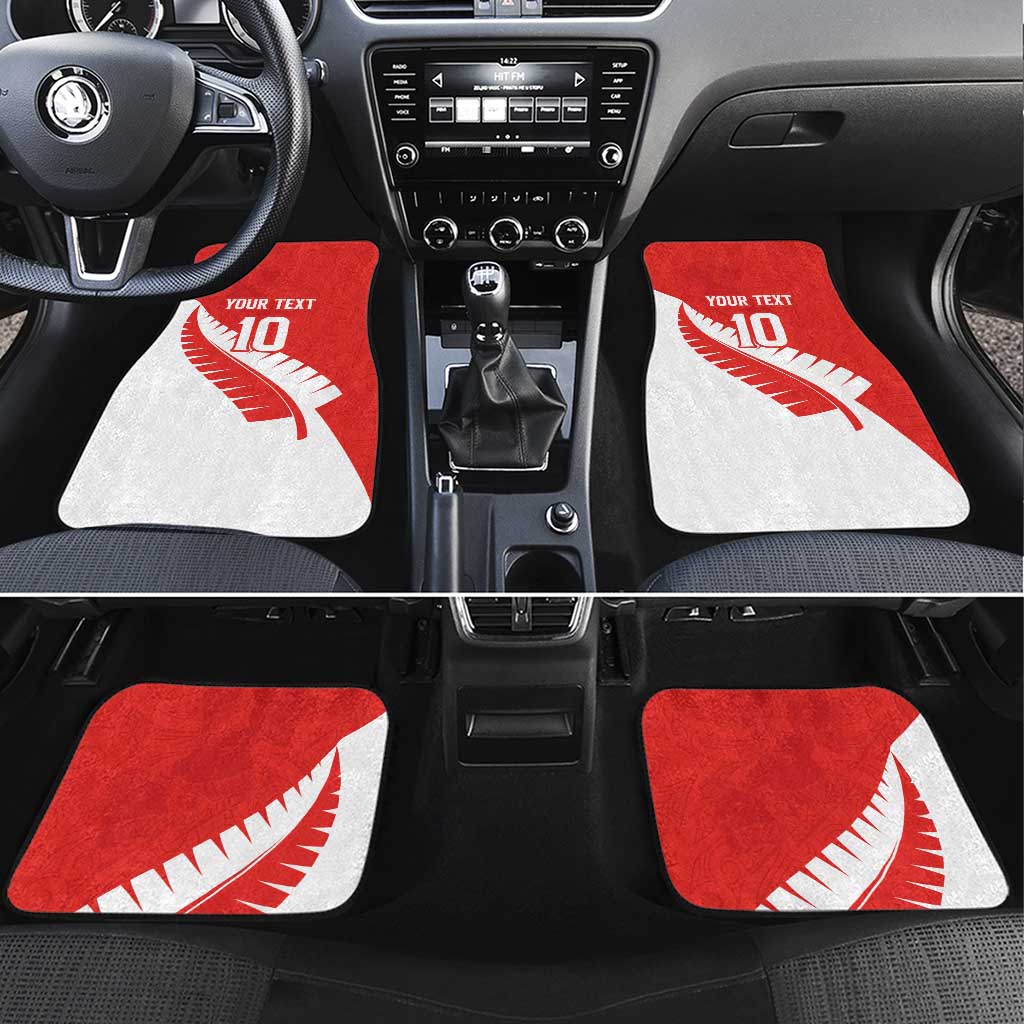 Custom New Zealand Cricket Car Mats Kiwi Birds Haka Dance Red Fern Sporty Style